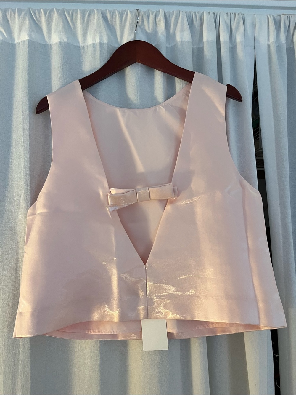H&M Women's Satin Bow Top - Pale Pink